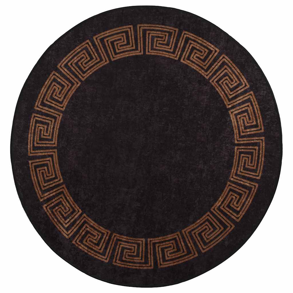 Tappeto Lavabile φ120 cm Nero e Oro Antiscivolo - homemem39