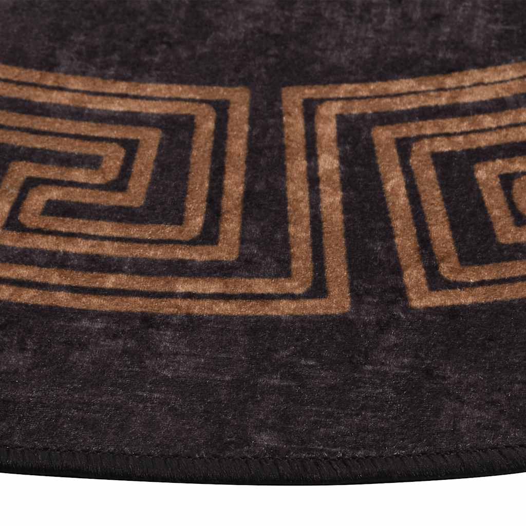 Tappeto Lavabile φ120 cm Nero e Oro Antiscivolo - homemem39