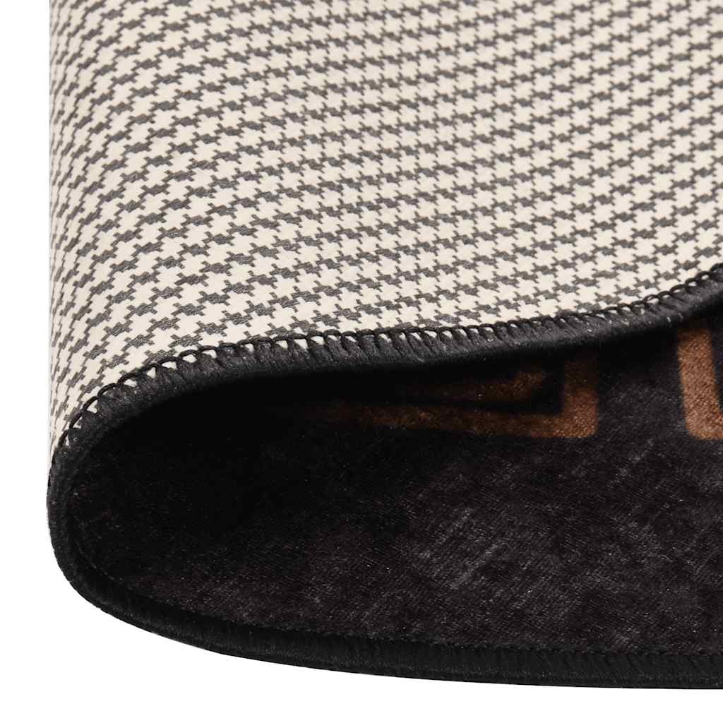 Tappeto Lavabile φ120 cm Nero e Oro Antiscivolo - homemem39