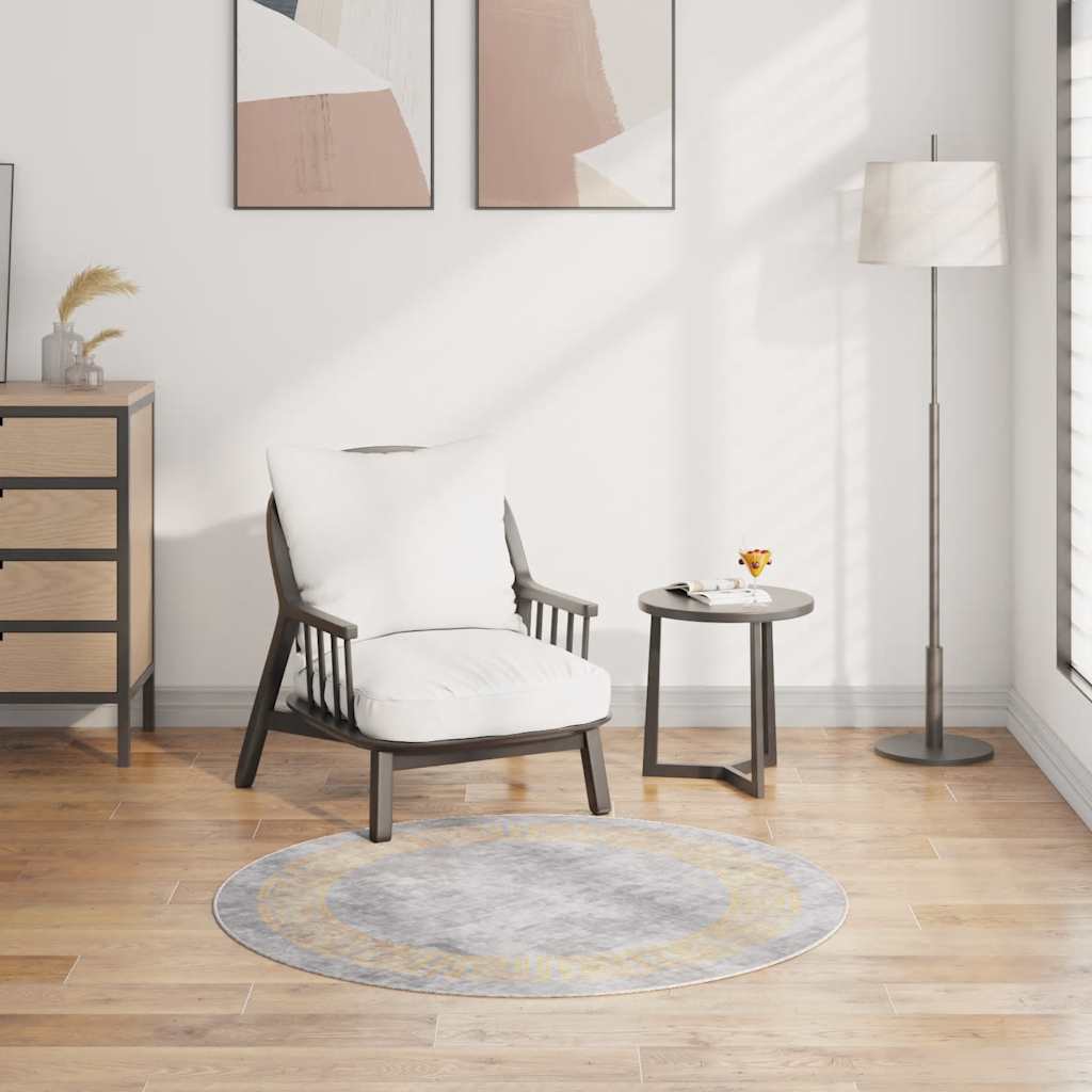 Tappeto Lavabile φ120 cm Grigio Antiscivolo