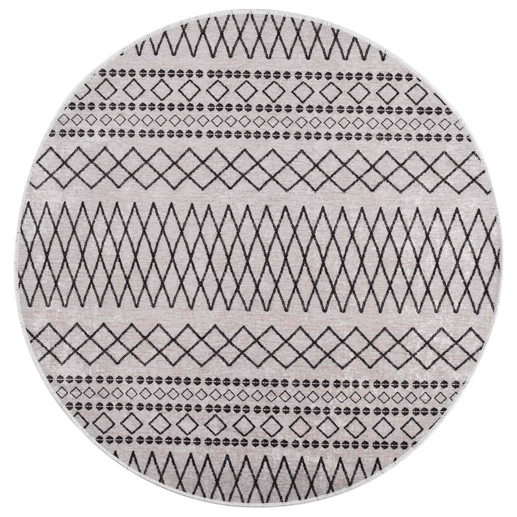 Tappeto Lavabile φ120 cm Nero e Bianco Antiscivolo - homemem39