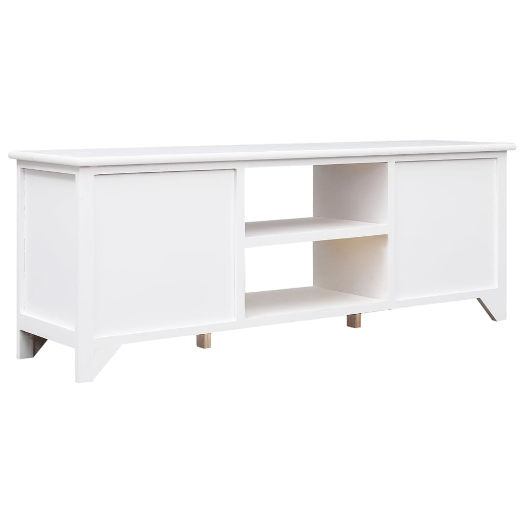 Mobile Porta TV Bianco 108x30x40 cm in Legno di Paulownia - homemem39