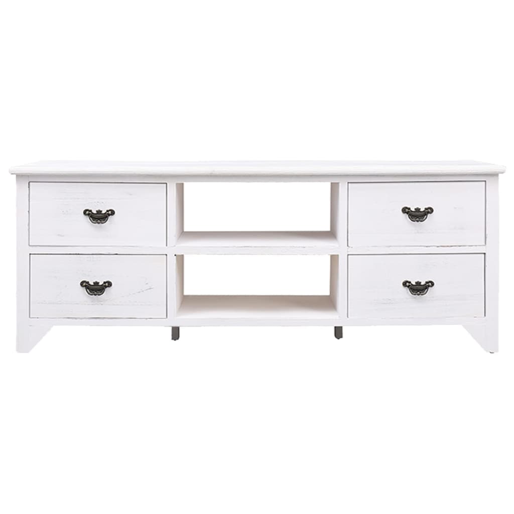 Antique White TV Cabinet 108x30x40 cm Paulownia Wood