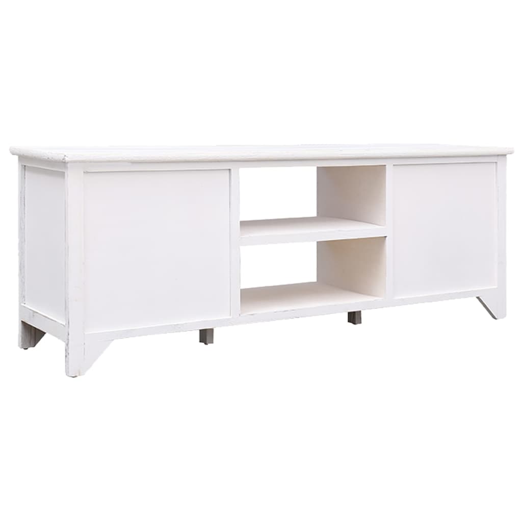 Antique White TV Cabinet 108x30x40 cm Paulownia Wood