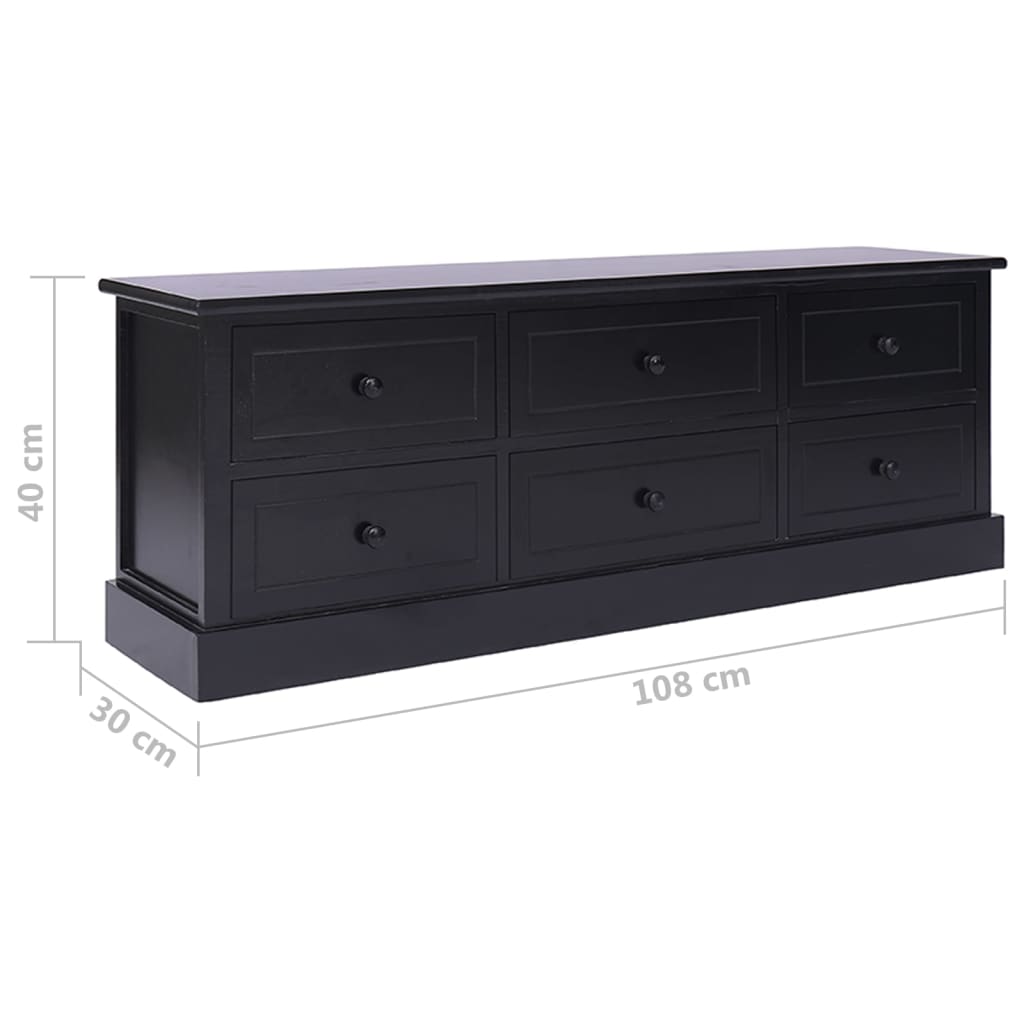 Mobile Porta TV Nero 108x30x40 cm in Legno di Paulownia - homemem39