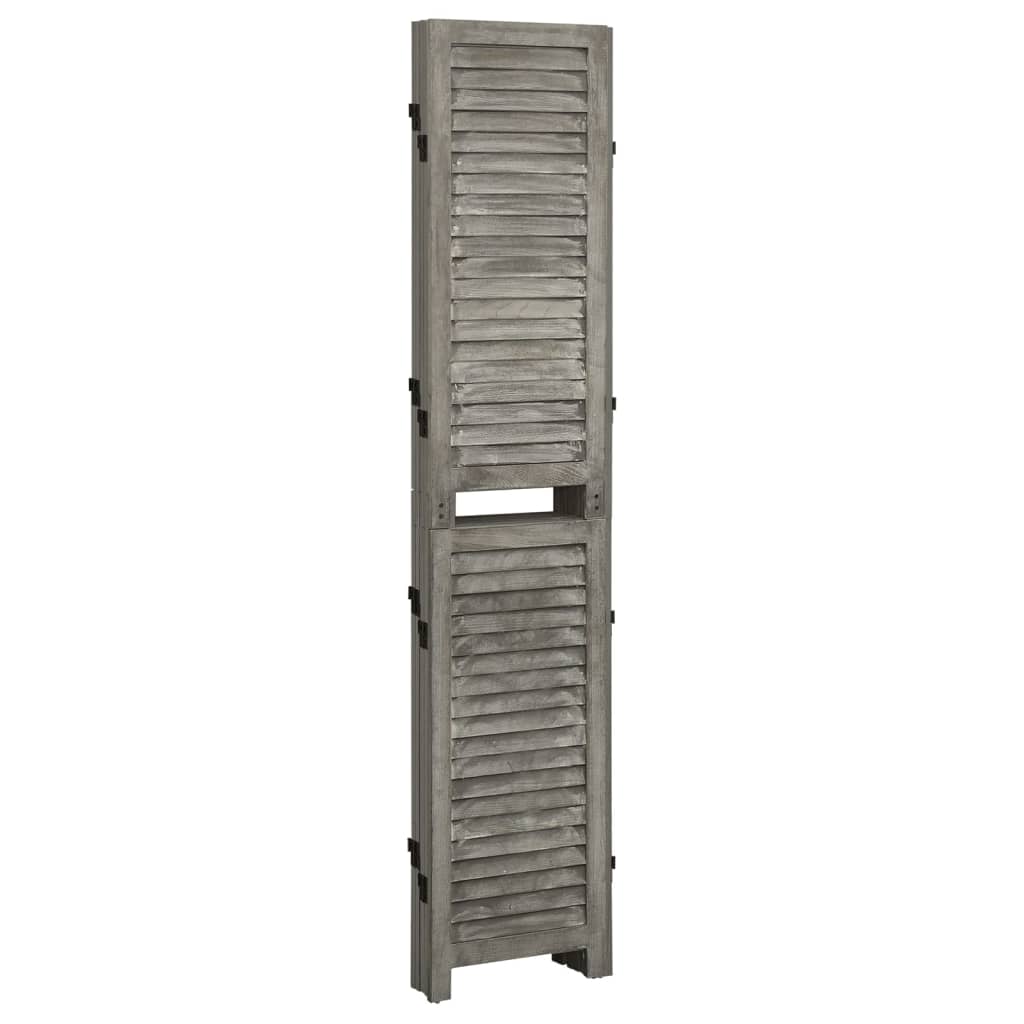 Divisorio a 5 Pannelli Grigio 179x166 cm in Legno Massello - homemem39