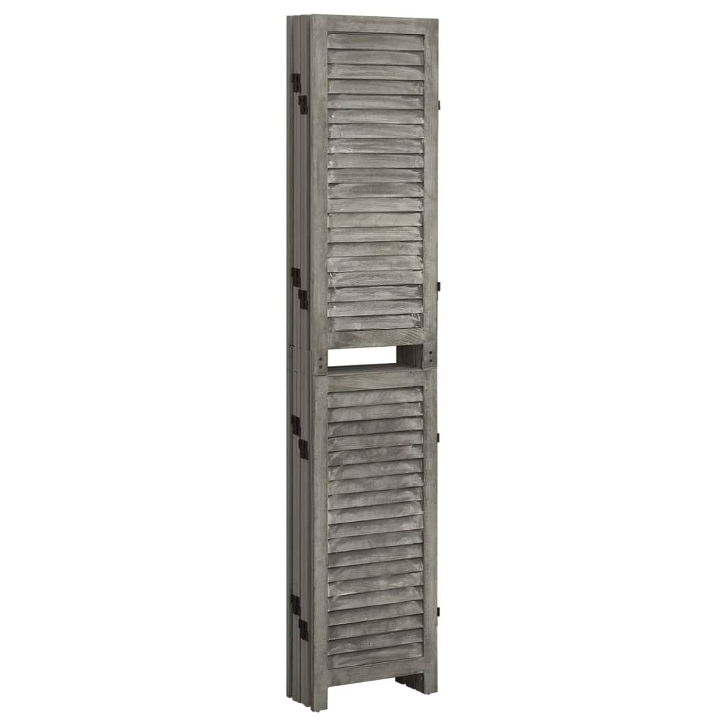 Divisorio a 6 Pannelli Grigio 214x166 cm in Legno Massello - homemem39