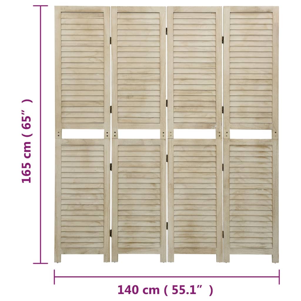 Divisorio a 4 Pannelli 140 x 165 cm Legno Massello di Paulownia - homemem39