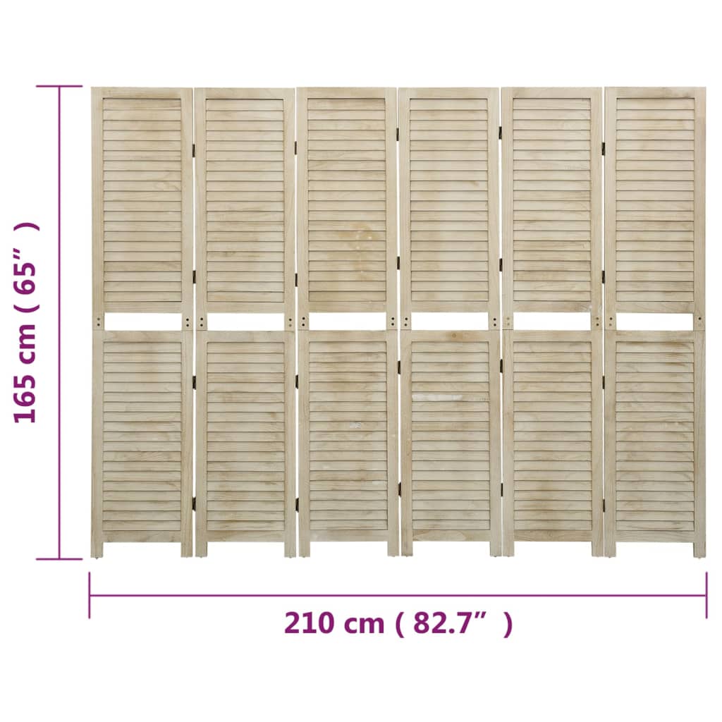Divisorio a 6 Pannelli 210 x 165 cm Legno Massello di Paulownia - homemem39