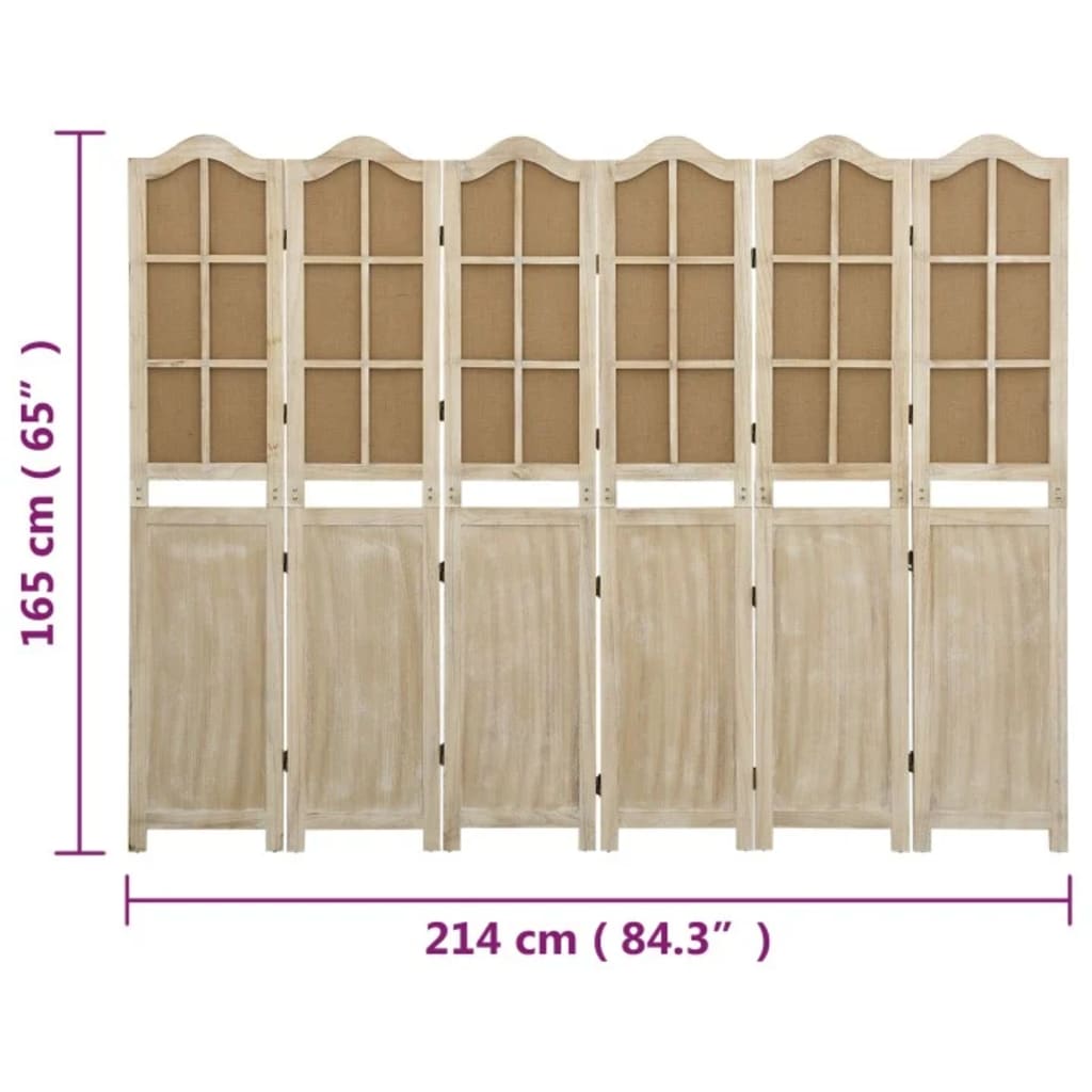 Divisorio a 6 Pannelli Marrone 214x165 cm in Tessuto | homemem39