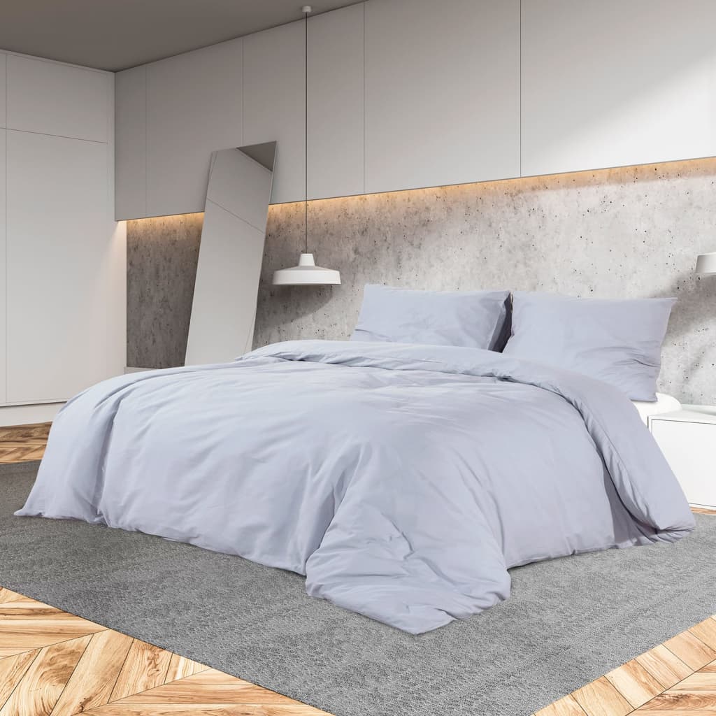 Set Copripiumino Grigio 260x220 cm in Microfibra Leggera