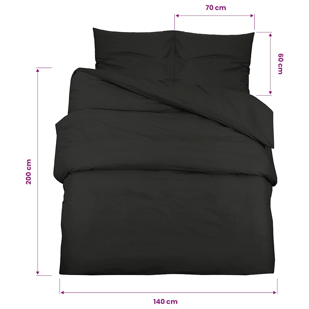 Set Copripiumino Nero 140x200 cm in Microfibra Leggera | homemem39