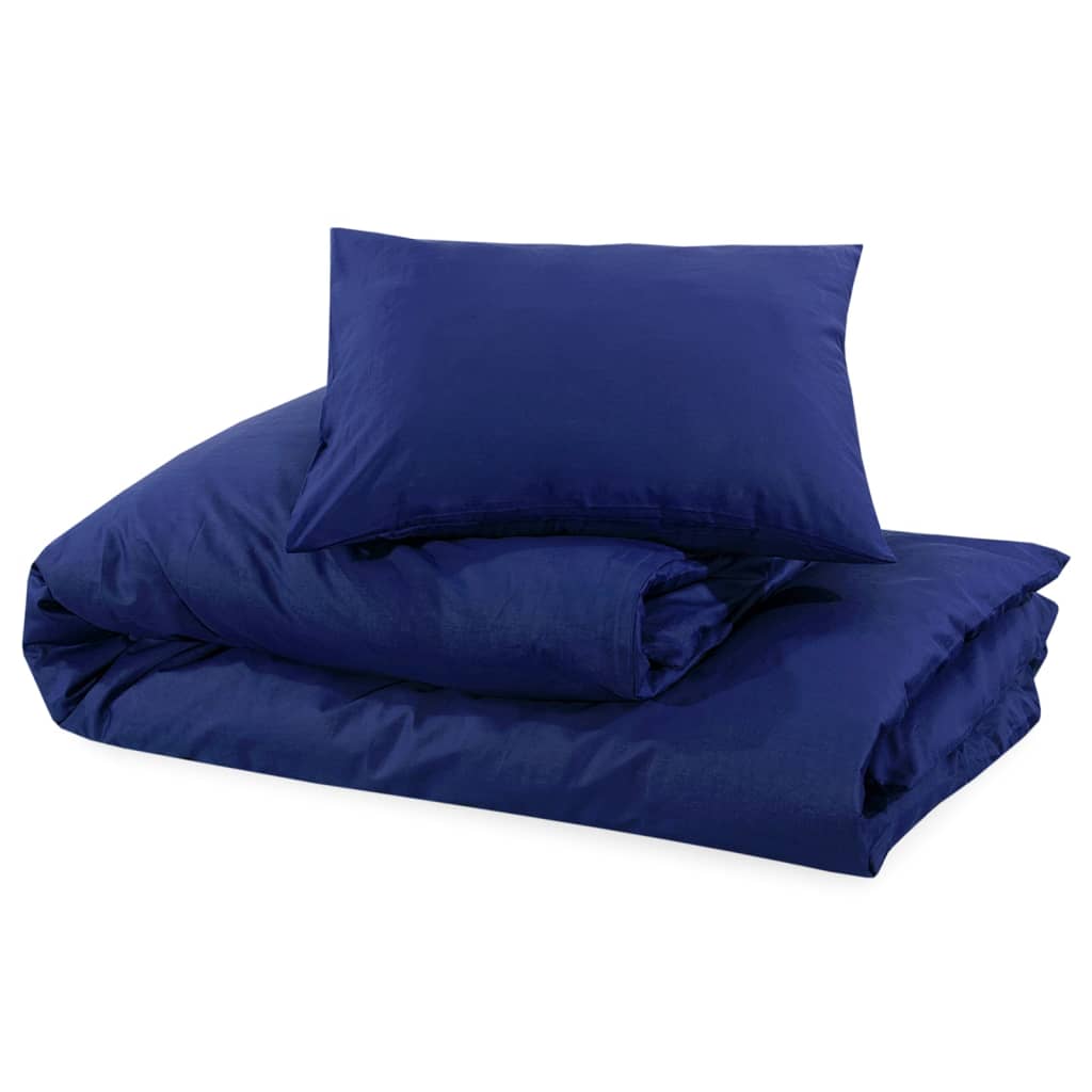 Set Copripiumino Blu Marino 260x220 cm in Cotone