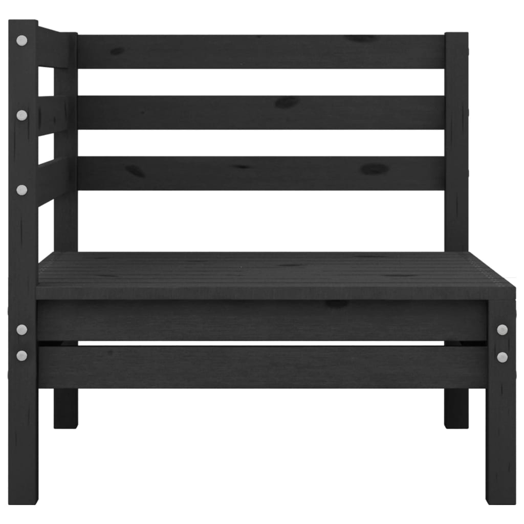 Black Garden Corner Sofa in Solid Pine Wood
