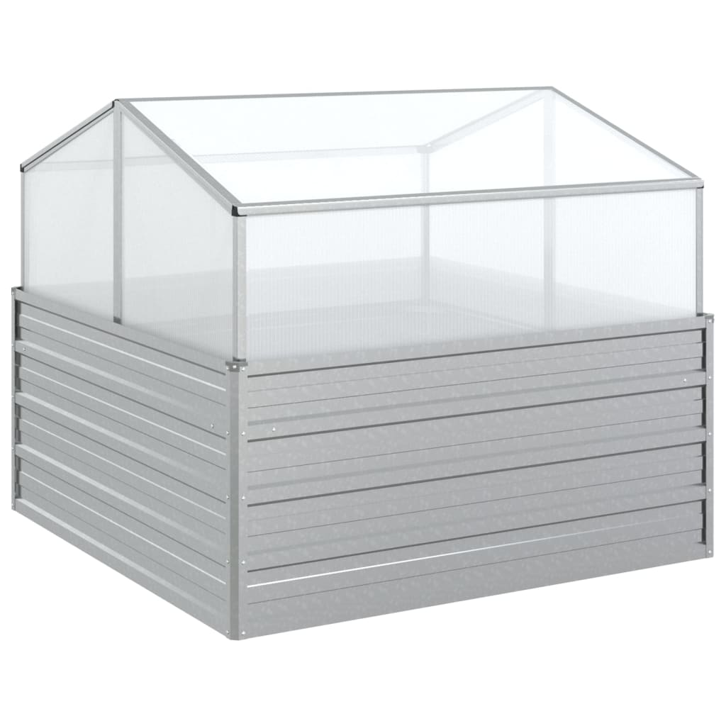 Letto Rialzato da Giardino con Serra 100x100x85 cm Argento - homemem39
