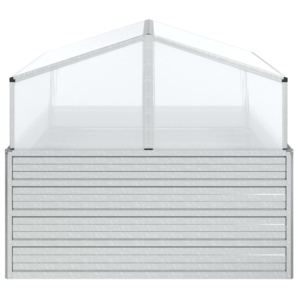 Letto Rialzato da Giardino con Serra 100x100x85 cm Argento - homemem39