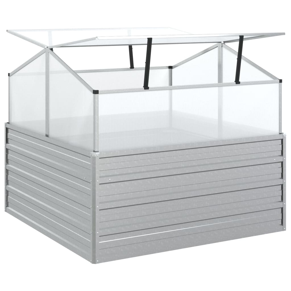 Letto Rialzato da Giardino con Serra 100x100x85 cm Argento - homemem39