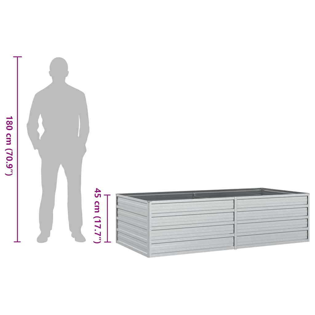 Letto Rialzato Giardino 160x80x45 cm in Acciaio Zincato Argento | homemem39