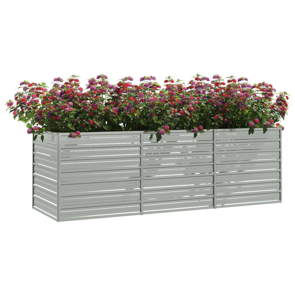 Letto Rialzato Giardino 240x80x77 cm in Acciaio Zincato Argento - homemem39
