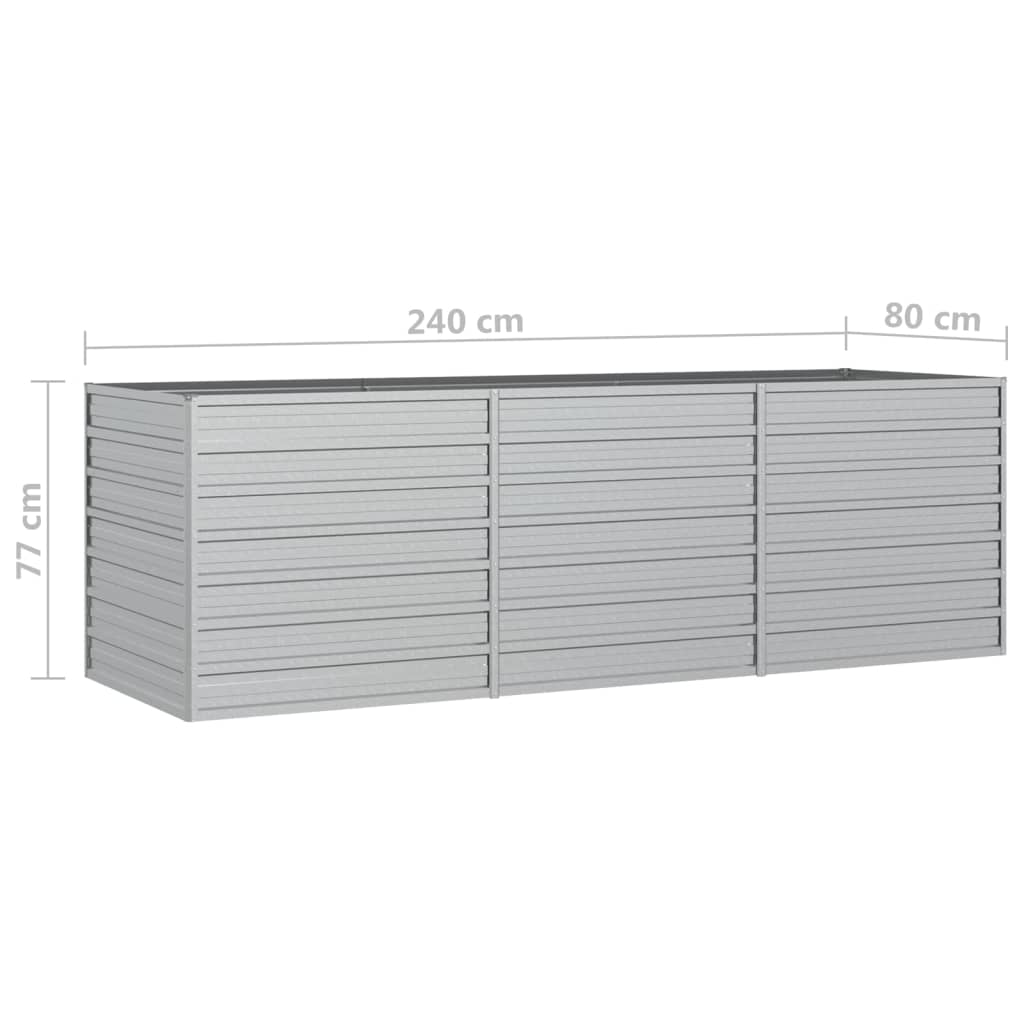 Letto Rialzato Giardino 240x80x77 cm in Acciaio Zincato Argento - homemem39
