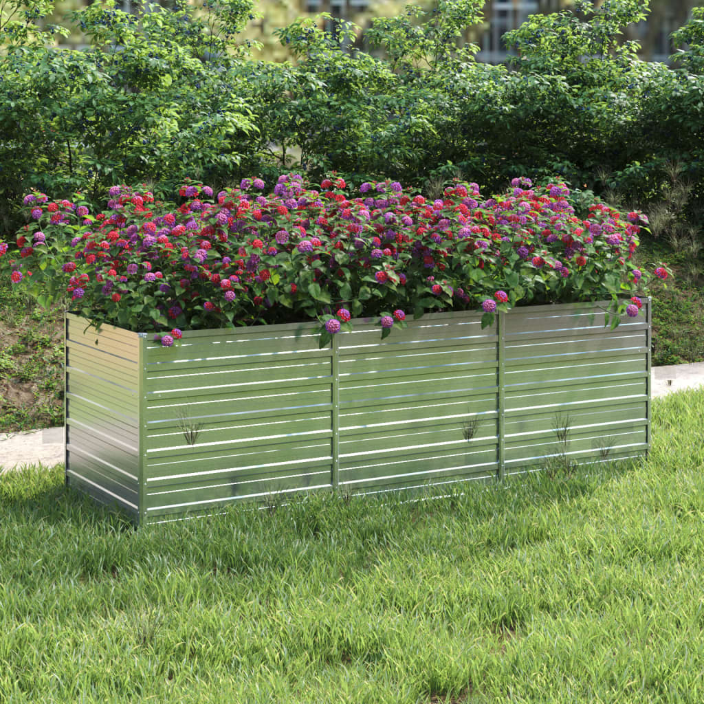 Letto Rialzato Giardino 240x80x77 cm in Acciaio Zincato Argento - homemem39
