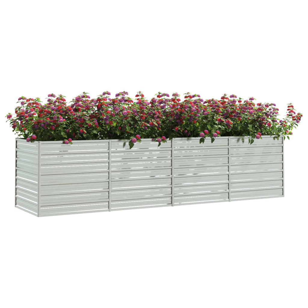 Letto Rialzato Giardino 320x80x77 cm in Acciaio Zincato Argento - homemem39