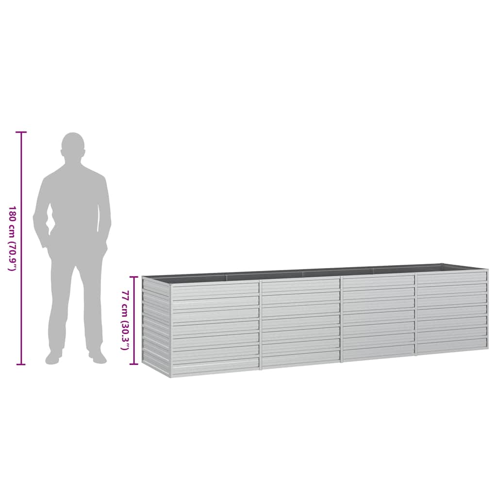 Letto Rialzato Giardino 320x80x77 cm in Acciaio Zincato Argento | homemem39