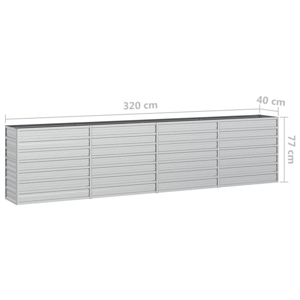 Letto Rialzato Giardino 320x40x77 cm in Acciaio Zincato Argento - homemem39