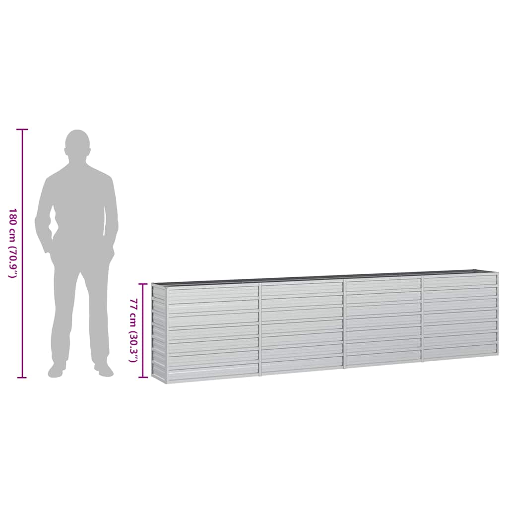 Letto Rialzato Giardino 320x40x77 cm in Acciaio Zincato Argento | homemem39