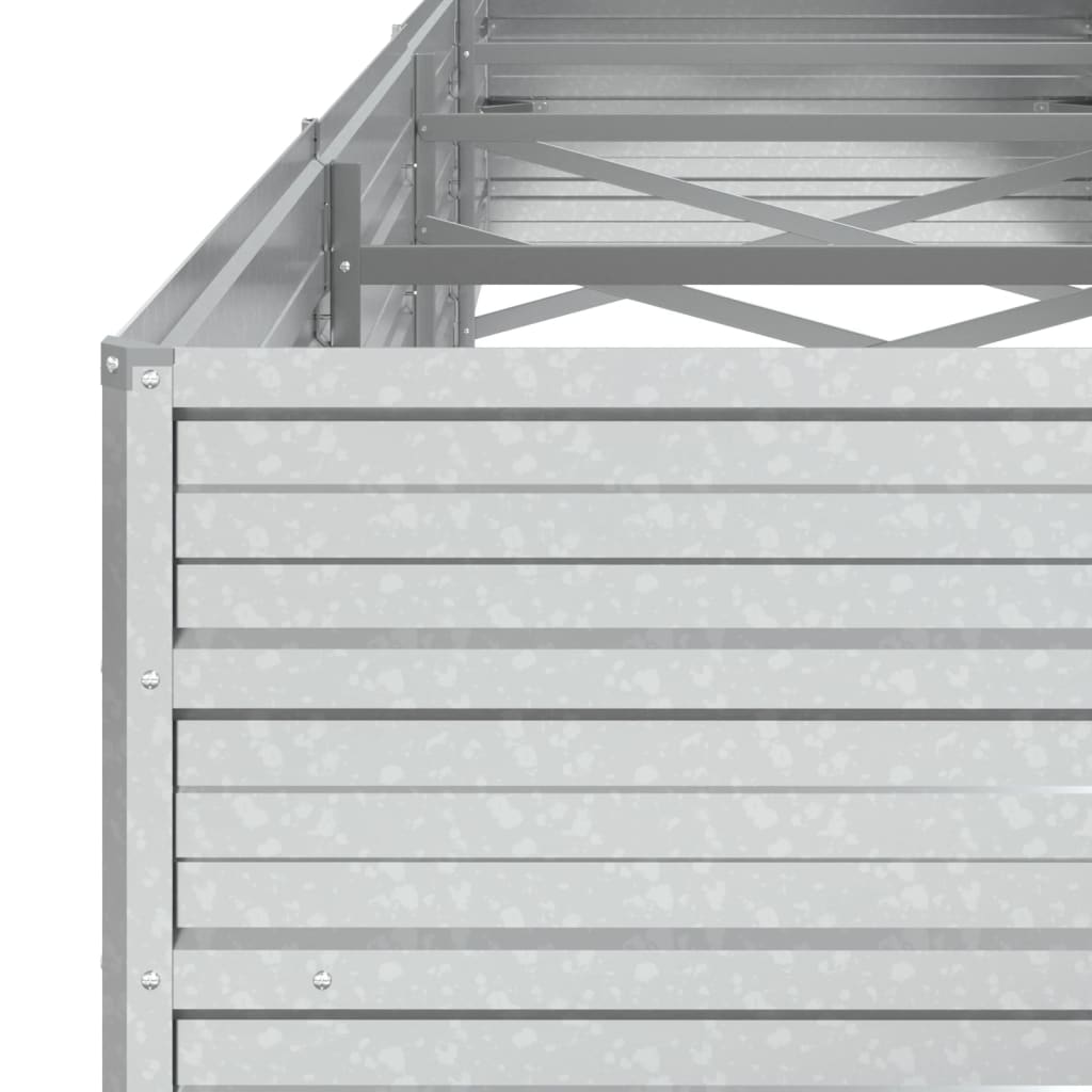Letto Rialzato Giardino 320x80x45 cm in Acciaio Zincato Argento - homemem39
