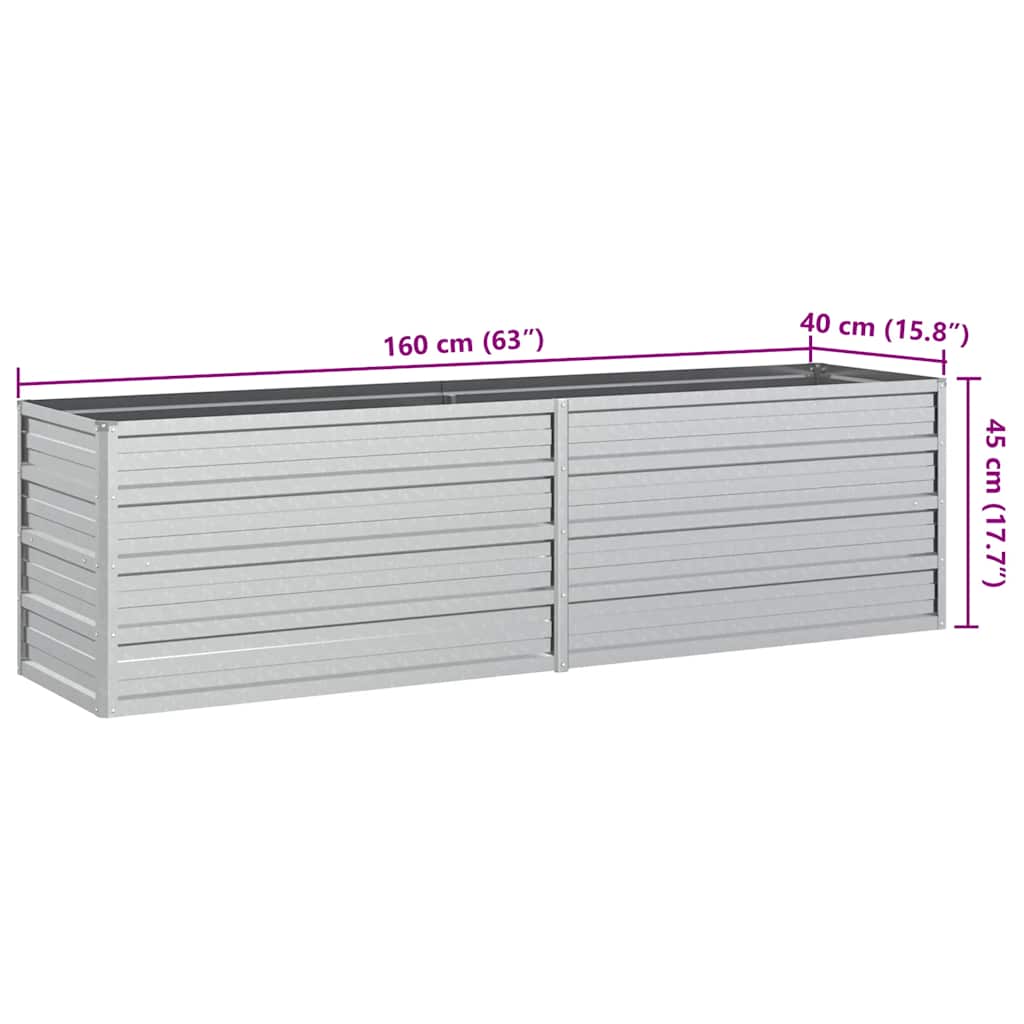 Letto Rialzato Giardino 160x40x45 cm in Acciaio Zincato Argento - homemem39