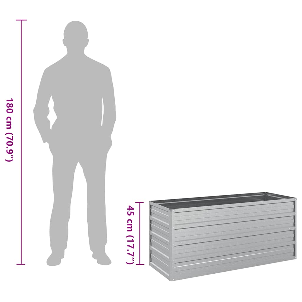 Letto Rialzato Giardino 100x40x45 cm in Acciaio Zincato Argento - homemem39
