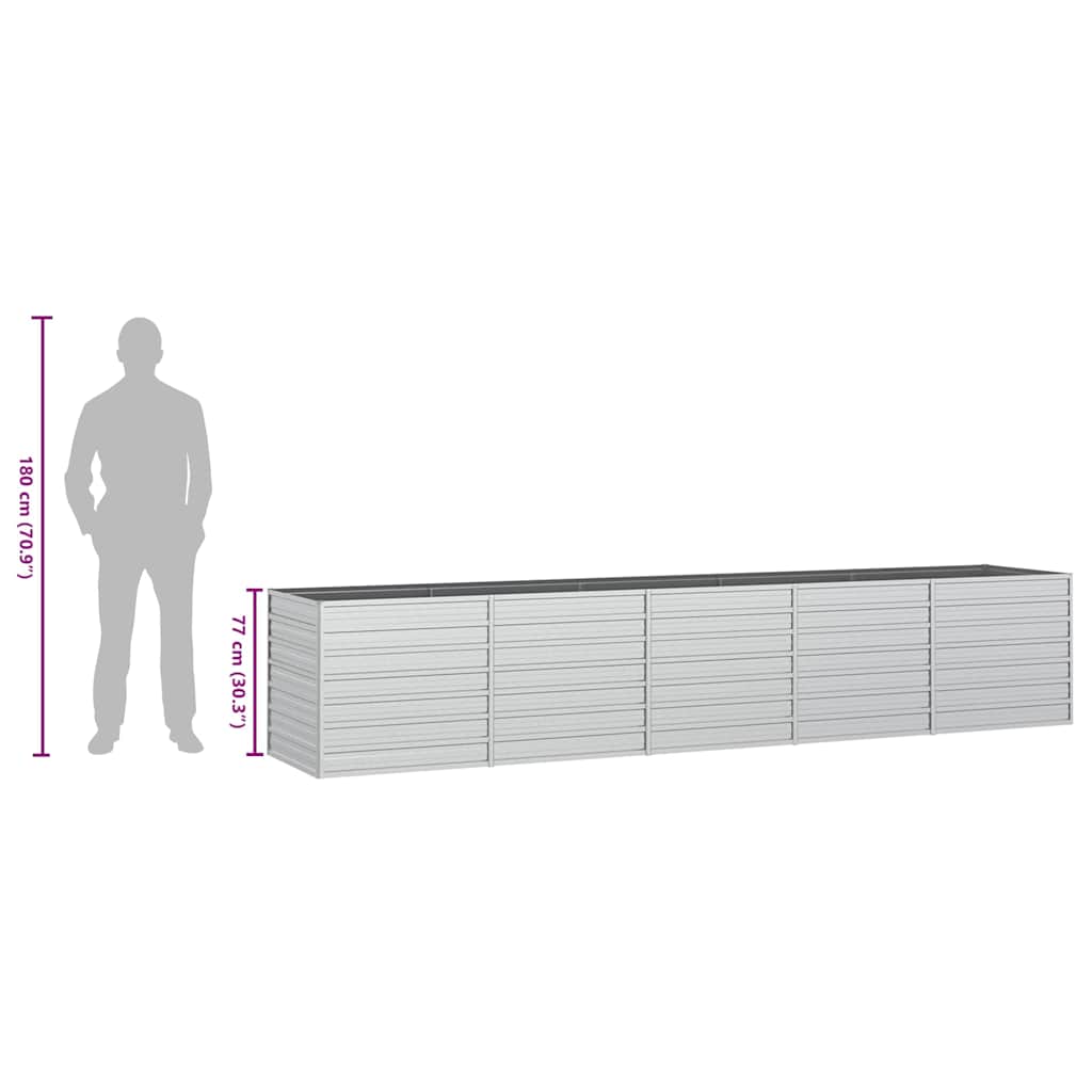 Letto Rialzato Giardino 400x80x77 cm in Acciaio Zincato Argento | homemem39