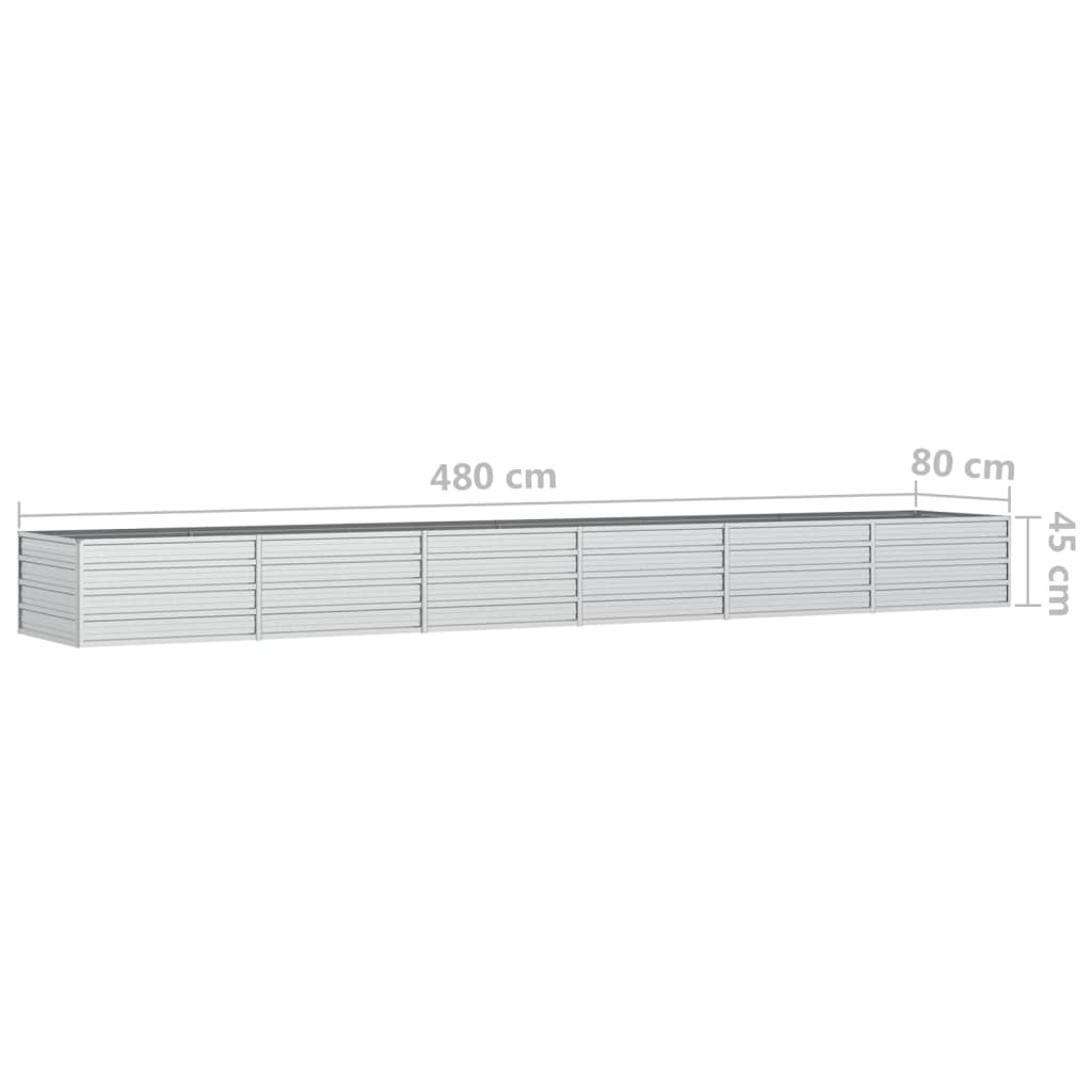 Letto Rialzato Giardino 480x80x45 cm in Acciaio Zincato Argento - homemem39