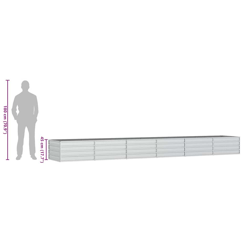 Letto Rialzato Giardino 480x80x45 cm in Acciaio Zincato Argento - homemem39