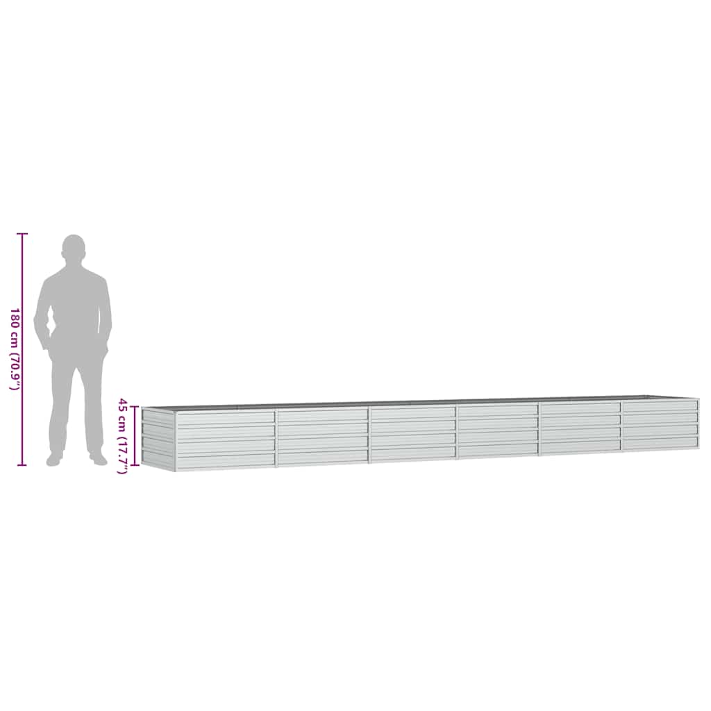 Letto Rialzato Giardino 480x80x45 cm in Acciaio Zincato Argento - homemem39