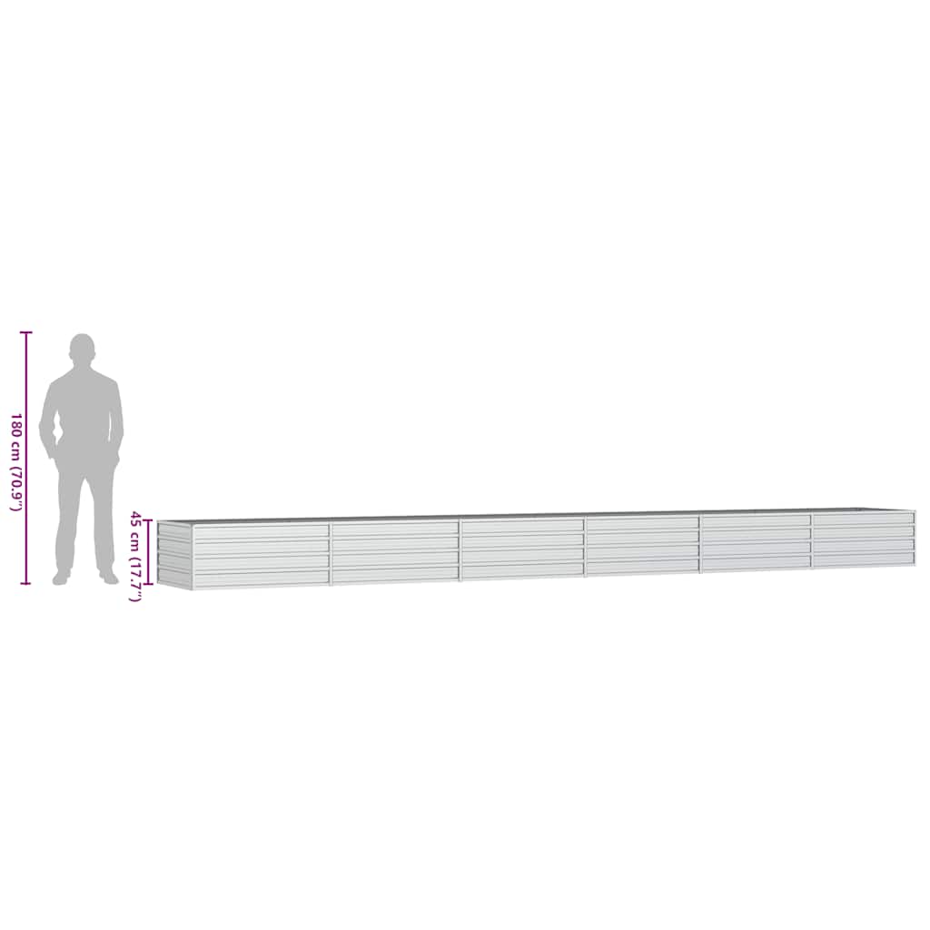 Letto Rialzato Giardino 600x80x45 cm in Acciaio Zincato Argento - homemem39