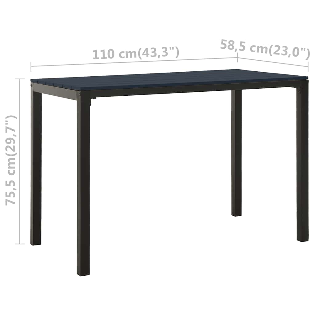 Set da Pranzo da Giardino 3 pz in Acciaio e WPC Nero | homemem39