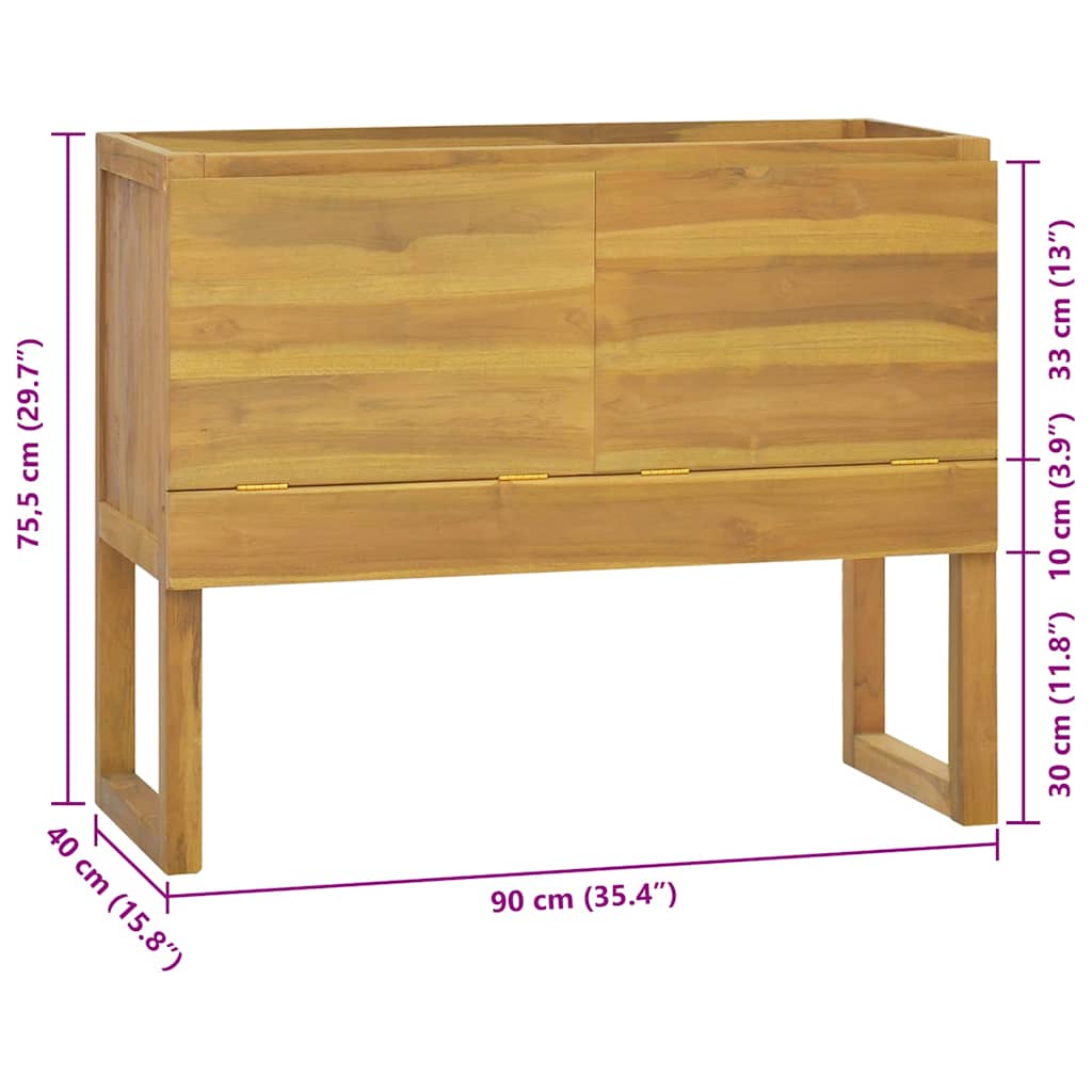 Mobile da Bagno 90x40x75,5 cm in Legno Massello di Teak - homemem39