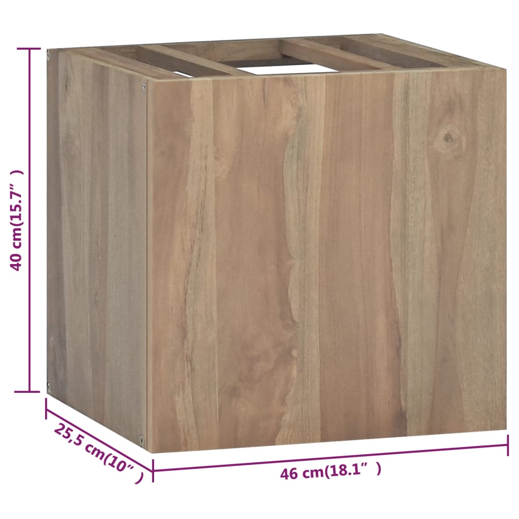 Mobile da Bagno a Parete 46x25,5x40cm in Legno Massello di Teak | homemem39
