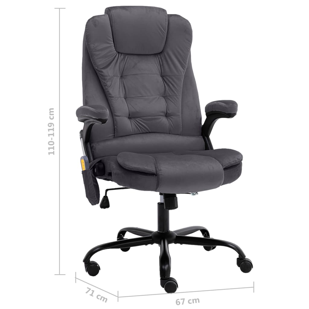 Sedia da Ufficio Massaggiante Grigio Scuro in Velluto | homemem39