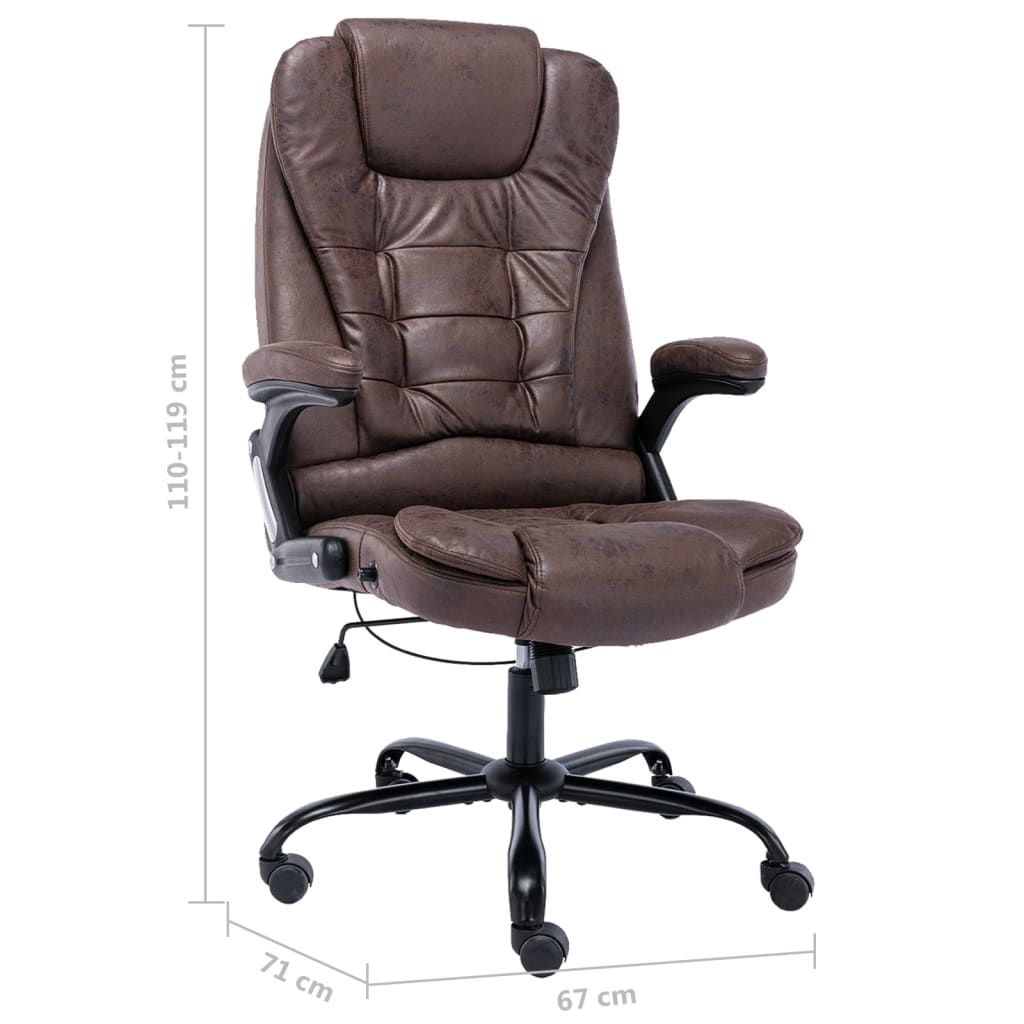 Sedia da Ufficio Marrone Scuro in Scamosciato | homemem39
