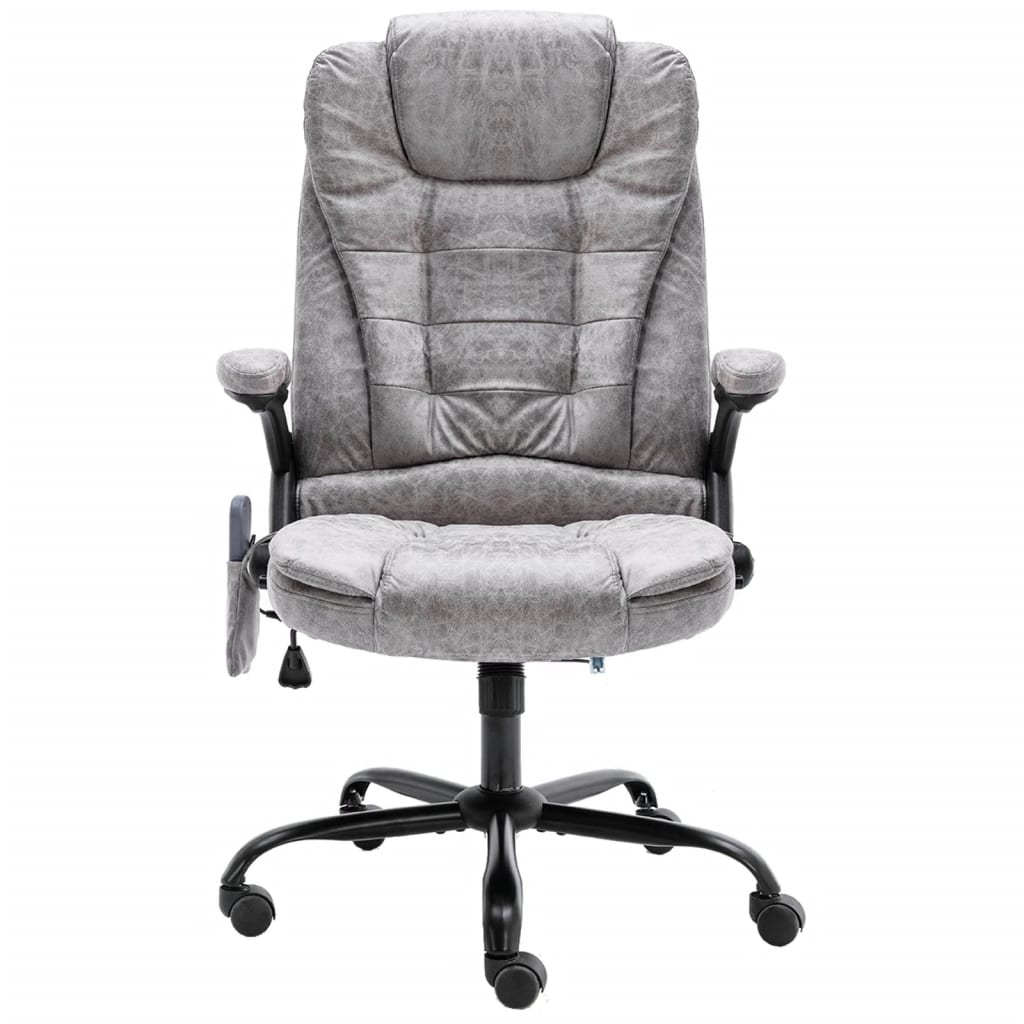 Sedia da Ufficio Massaggiante Grigio Chiaro in Scamosciato - homemem39