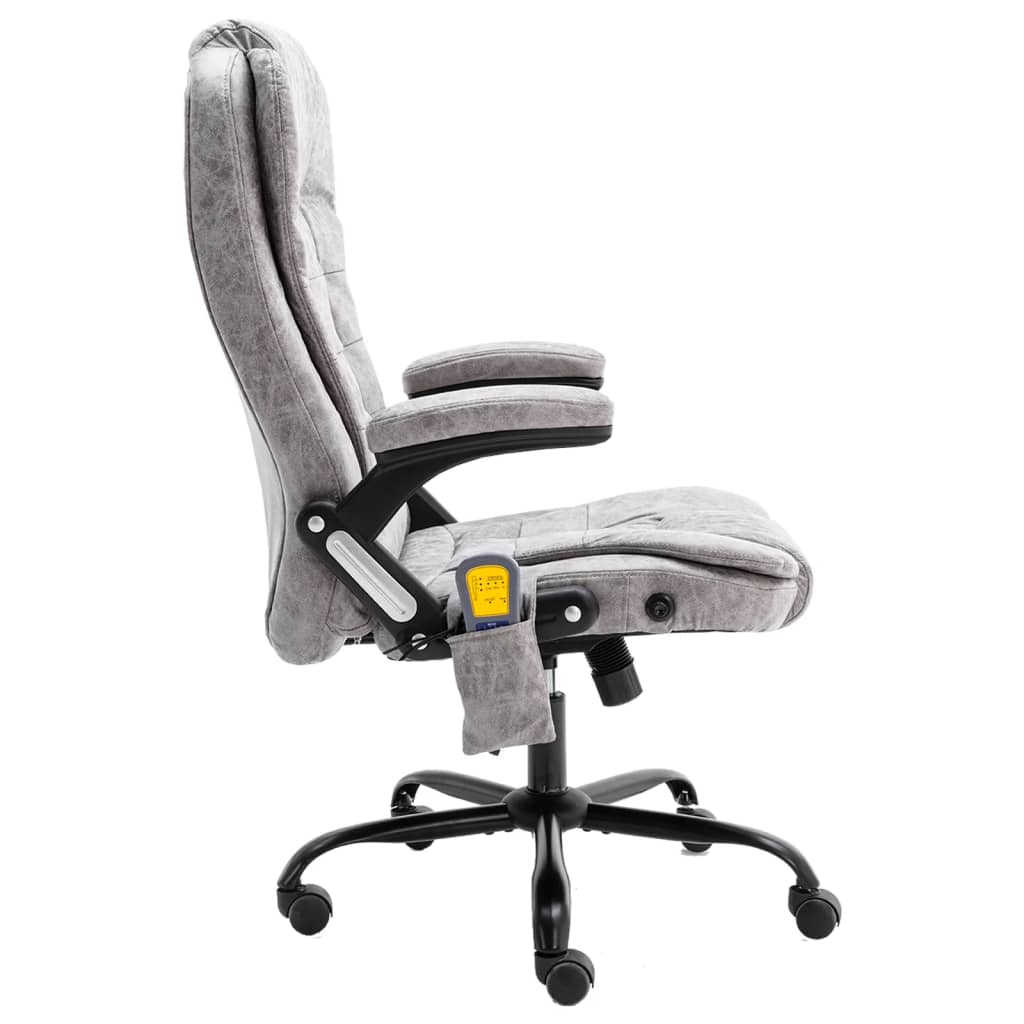 Sedia da Ufficio Massaggiante Grigio Chiaro in Scamosciato - homemem39