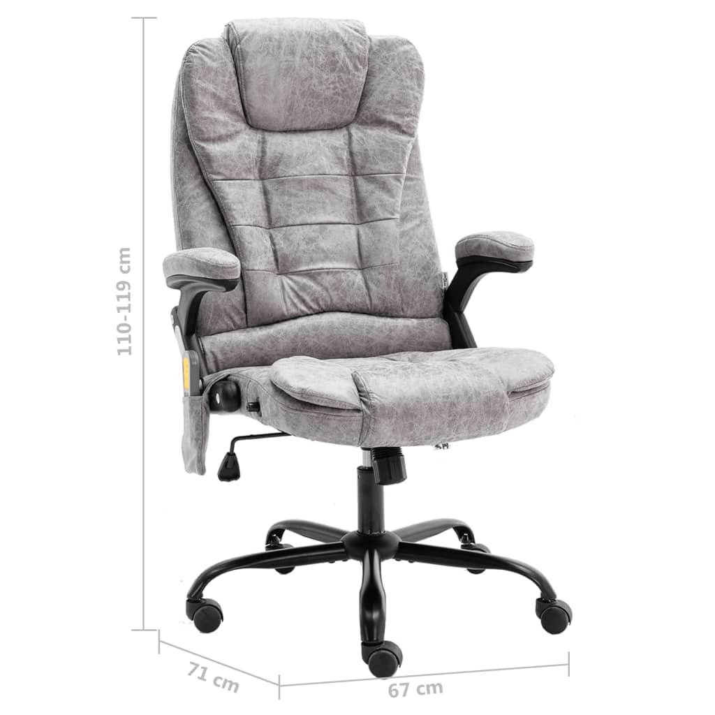Sedia da Ufficio Massaggiante Grigio Chiaro in Scamosciato - homemem39