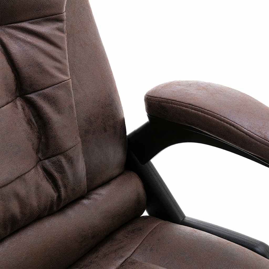 Sedia da Ufficio Massaggiante Marrone Scuro in Scamosciato - homemem39