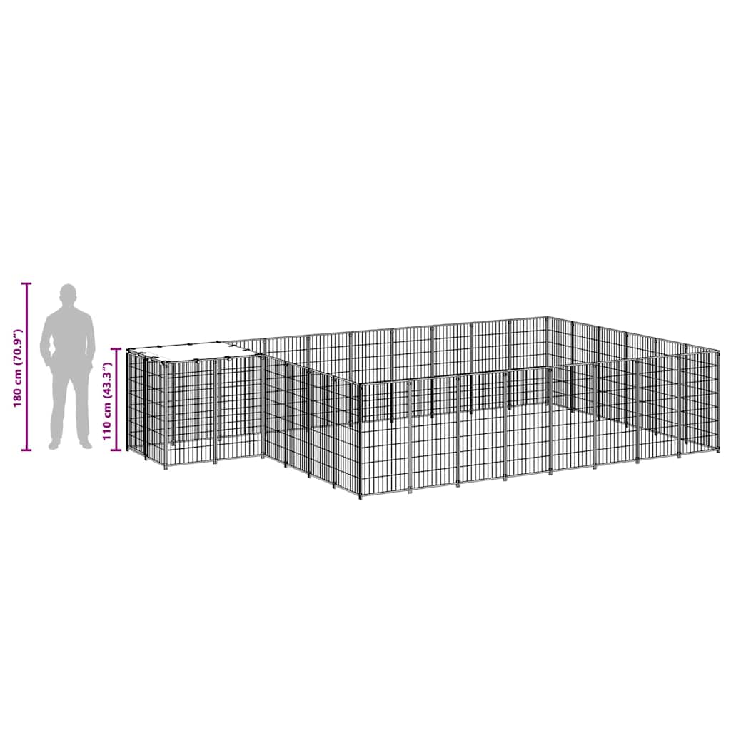 Gabbia per Cani Nera 15,73 m² in Acciaio | homemem39