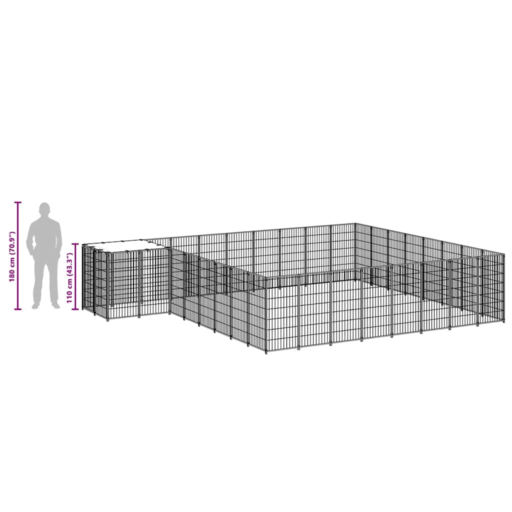 Gabbia per Cani Nera 20,57 m² in Acciaio | homemem39