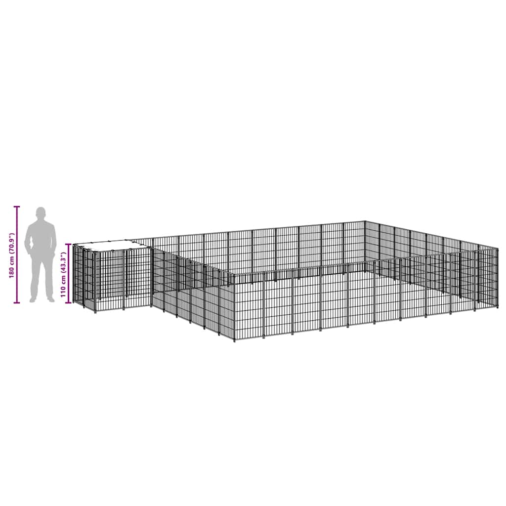 Gabbia per Cani Nera 25,41 m² in Acciaio | homemem39