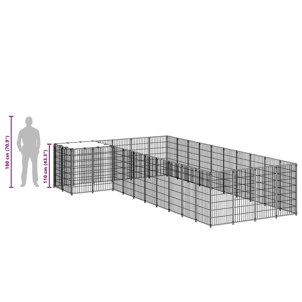 Gabbia per Cani Nera 13,31 m² in Acciaio | homemem39
